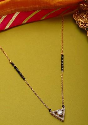 Gold Plated CZ Studded And Beaded Mangalsutra