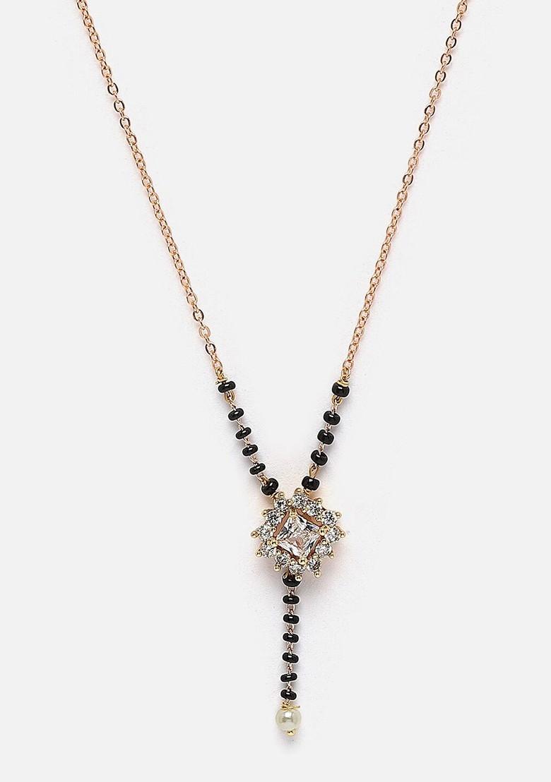 Gold Plated CZ Studded And Beaded Mangalsutra