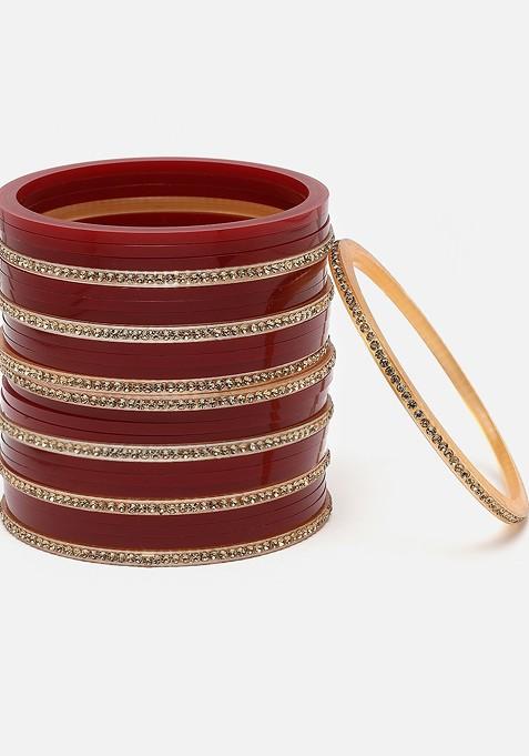 Set Of 26 Gold Plated AD Studded Bangles