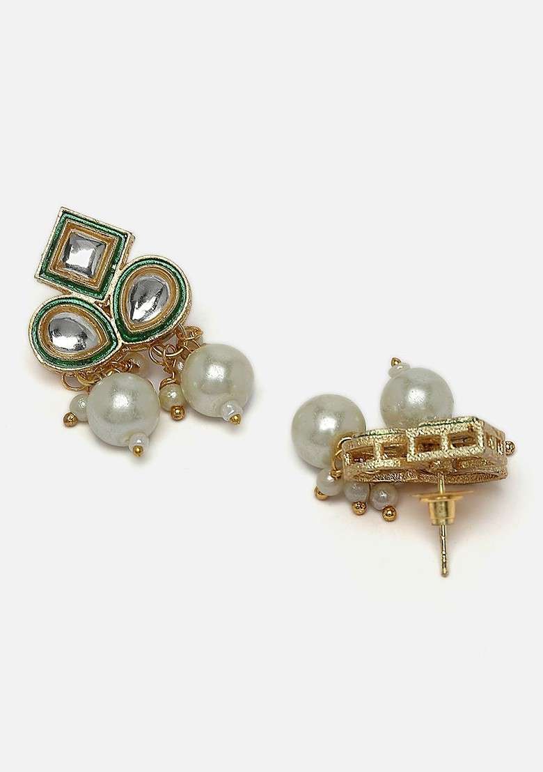 Gold Plated Kundan Stone And Pearl Studded Layered Jewellery Set - Indya