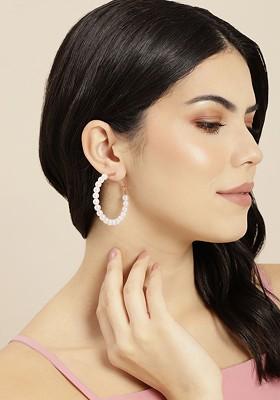 Gold-Plated Pearls-Studded Circular Hoop Earrings