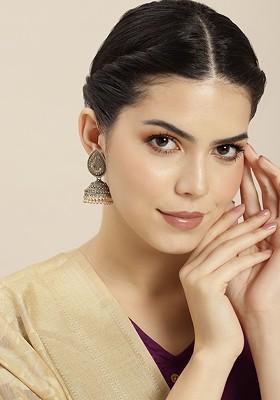 Gold-Toned Dome Shaped Jhumkas Earrings