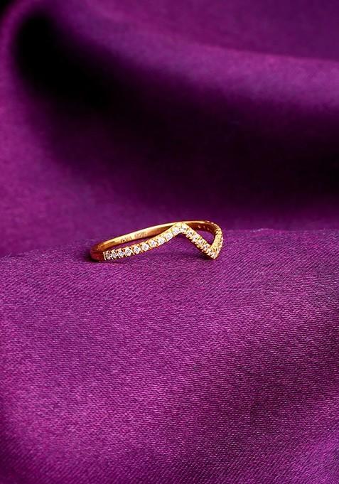 Indya X Giva 925 Silver Golden Edgy Waves Ring