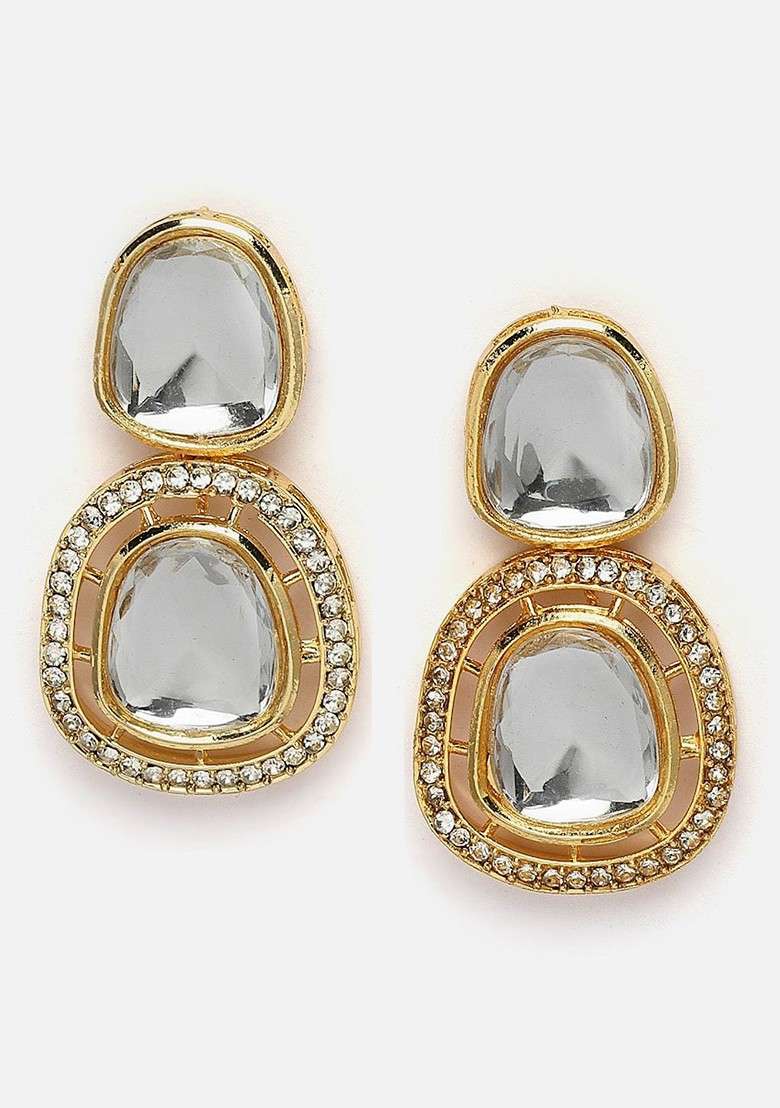Gold Plated CZ Studded And Pearl Beaded Choker Jewellery Set - Indya