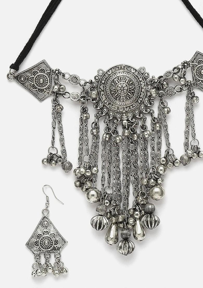 Silver Plated Oxidised Jewellery Set