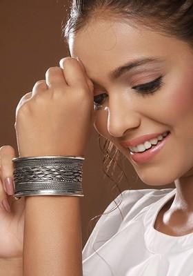 Silver Plated Oxidised Cuff Bracelet