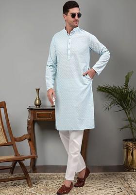 Ethnic Motifs Embroidered Regular Chikankari Pure Cotton Kurta With Trousers