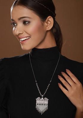Silver Plated Oxidised Necklace