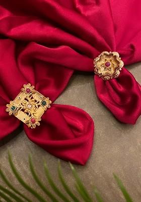 Set of 2 Gold Plated Adjustable Finger Ring