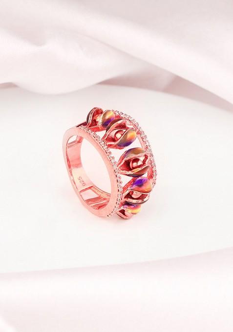 Indya X Giva 925 Sterling Silver Rose Gold Plated Finger Ring