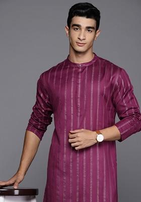 Striped Woven Design Straight Kurta
