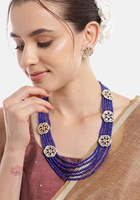 Women Gold-Plated Kundan Layered Jewellery Set