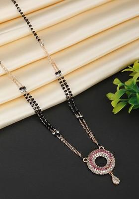Silver Plated Circle Shape Stone Studded Mangalsutra