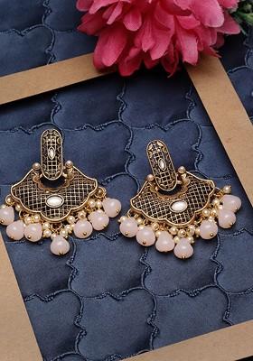 Gold Plated Pearl Stud Antique Classic Drop Earrings
