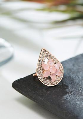 Rose Gold Plated CZ studded Adjustable Finger Ring