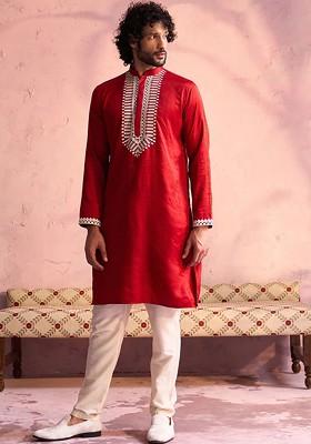 Ethnic Motif Embroidered Regular Straight Kurta With Trousers