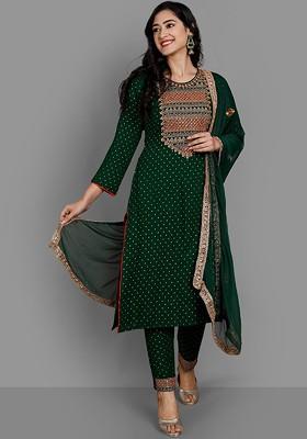 Ethnic Motifs Embroidered Regular Mirror Work Kurta With Trousers And Dupatta