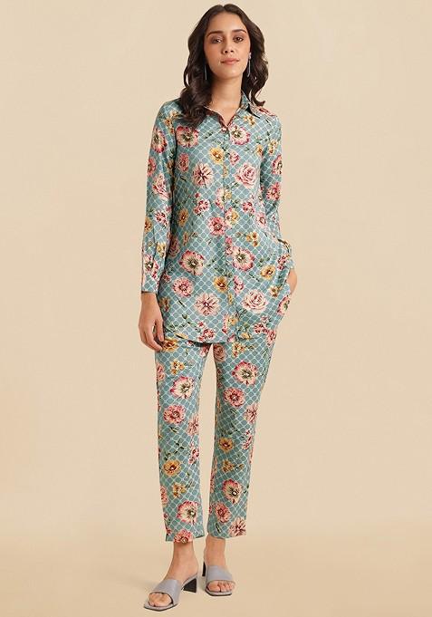 Suzani Flower Buti Tunic & Pant Set (Set of 2)