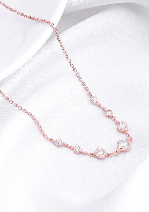 Indya X Giva 925 Silver Rose Gold Stoned Necklace