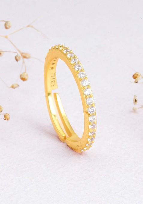 Indya X Giva Gold Plated Cz Studded Adjustable Finger Ring