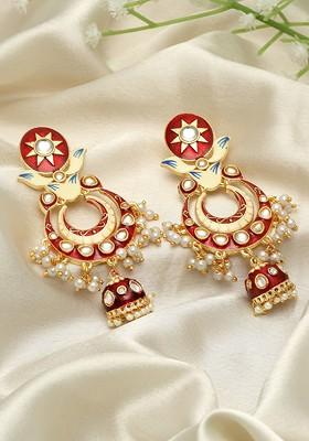 Gold Plated Pearls Circular Chandbalis