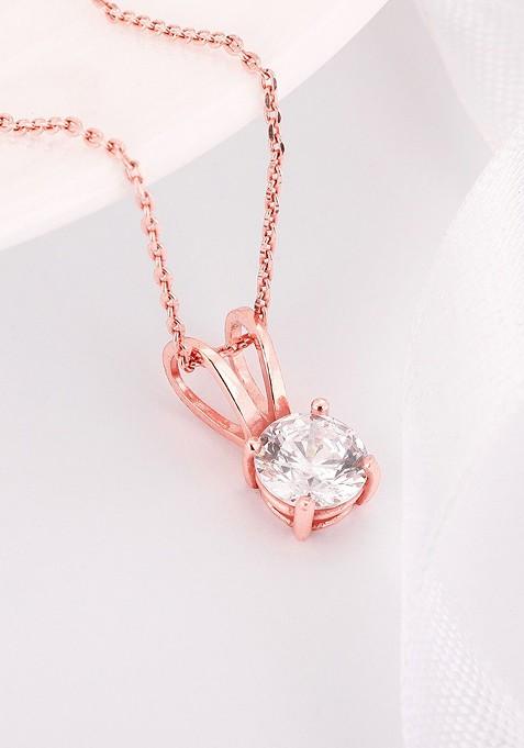 Indya X Giva Rose Gold Plated Cz Studded Pendant With Chain