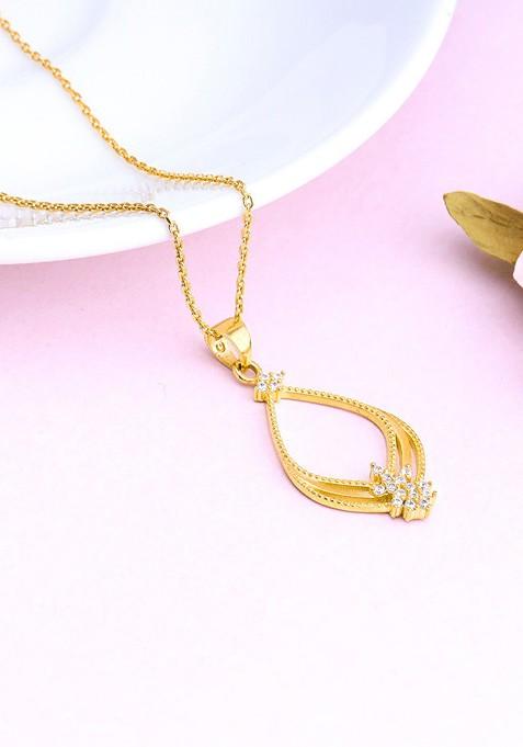 Indya X Giva Gold Plated Cz Studded Pendant With Chain