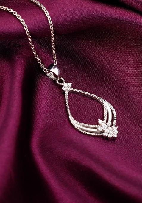 Indya X Giva Rhodium Plated Cz Studded Pendant With Chain