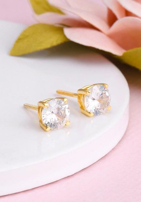 Indya X Giva 925 Sterling Silver Gold Plated Contemporary Stud Earrings