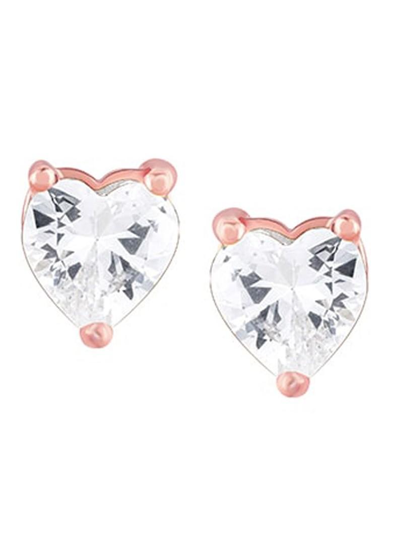 Indya X Giva Rose Gold Plated 925 Sterling Silver Stone Studded Heart Shaped Studs Earrings