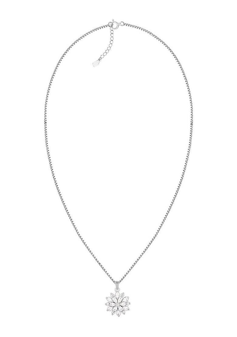 Indya X Giva 925 Sterling Silver Rhodium Plated Cz Studded Pendant With Chain