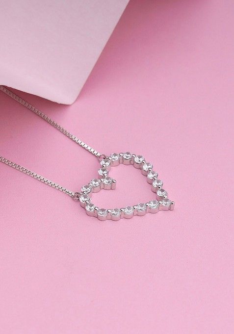 Indya X Giva Silver Rhodium Plated Cubic Zirconia Sterling Silver Chains