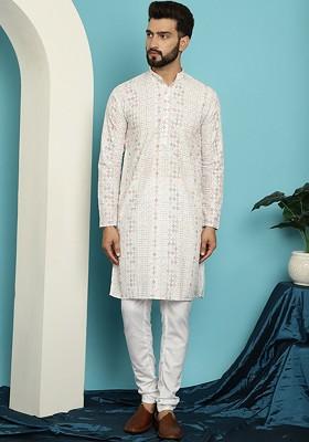 Embroidered Sequin Pure Cotton Kurta With Pyjama Set