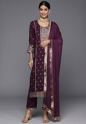 Ethnic Motifs Embroidered Regular Thread Work Kurta With Trousers And Dupatta