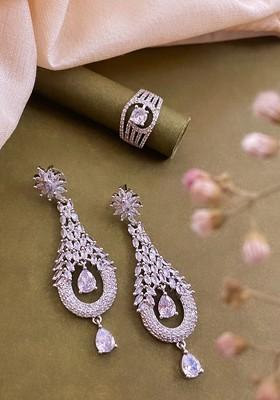 Silver Plated CZ Studded Jewellery Set
