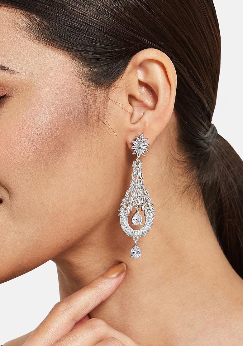 Silver Plated CZ Studded Jewellery Set