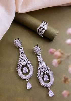 Silver Plated Cubic Zirconia Studded Jewellery Set