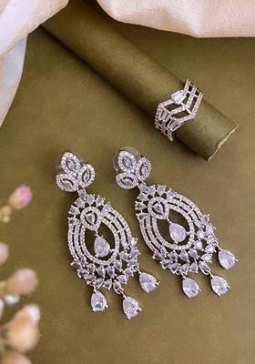Silver Plated CZ Studded Jewellery Set