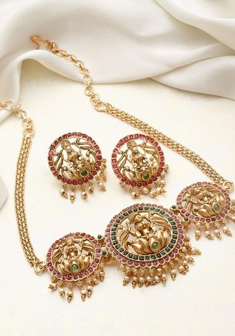 Gold Plated Kundan Studded Jewellery Set