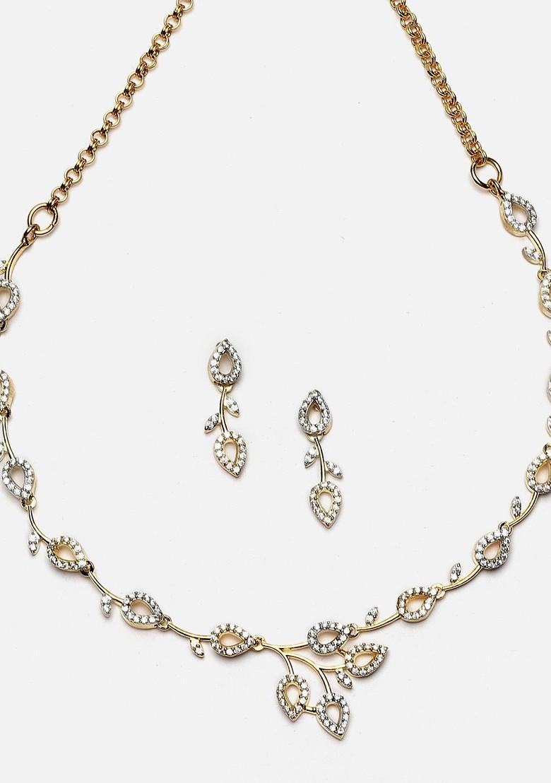 Gold Plated Stone Studded Jewellery Set