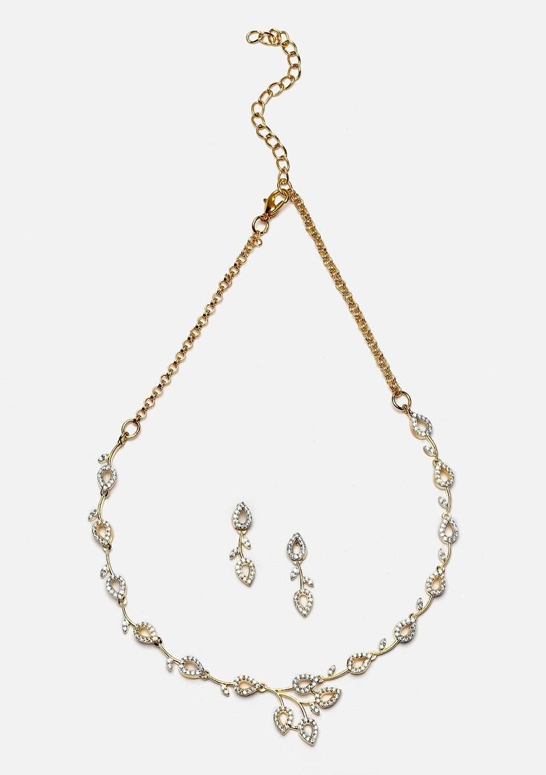 Gold Plated Stone Studded Jewellery Set