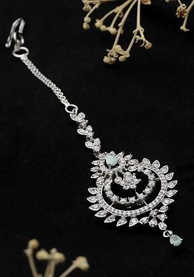 Silver Plated Solitaire Stone Studded Maang Tikka