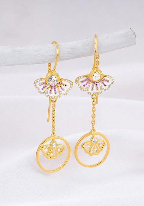 Indya X Giva Gold Plated Sterling Silver Contemporary Drop Earrings