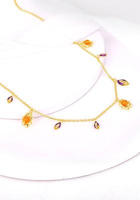 Indya X Giva Sterling Silver Gold Plated Stone Studded Necklace