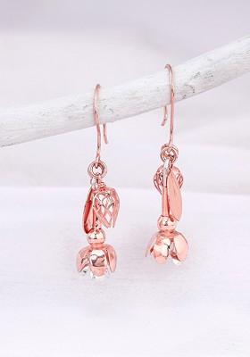 Indya X Giva Rose Gold Plated Contemporary Drop Earrings