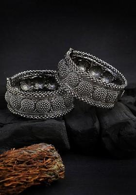 Set Of 2 Silver Plated Bead Bangles