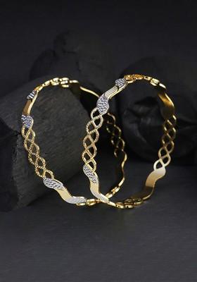 Set Of 2 Gold Plated Stone Studded Bangles