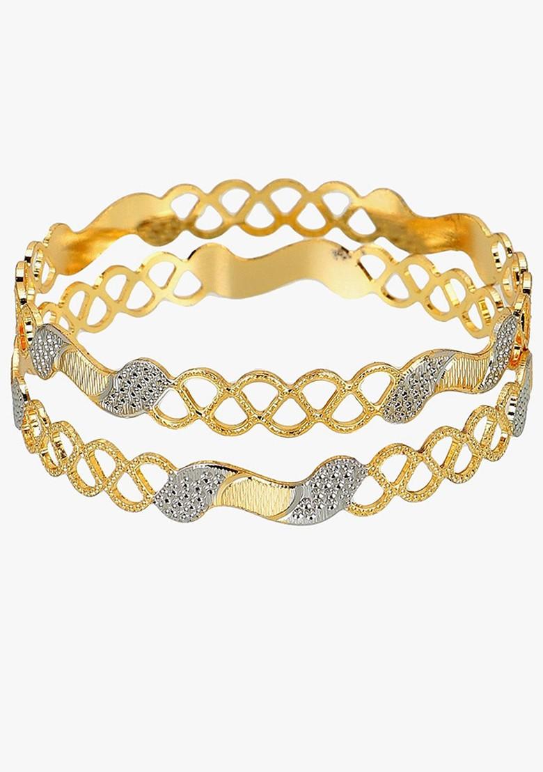 Set Of 2 Gold Plated Stone Studded Bangles