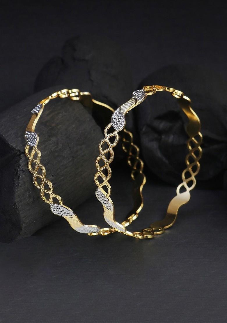 Set Of 2 Gold Plated Stone Studded Bangles