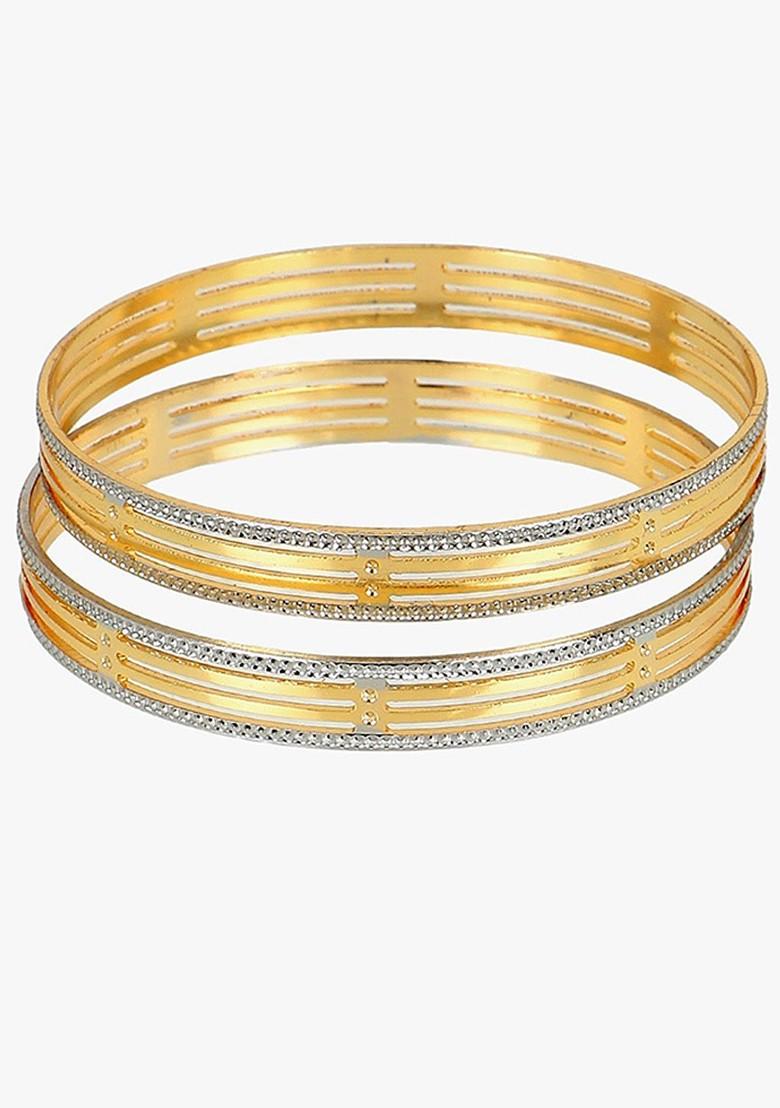 Set Of 2 Gold Plated Artificial Stone Studded Bangles